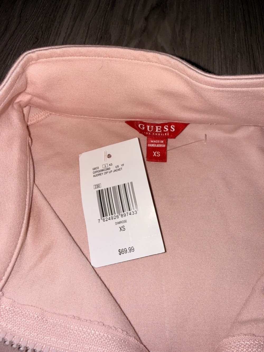 Guess Light Pink Zip-Up Jacket with Logo Tag - Picture 4 of 4
